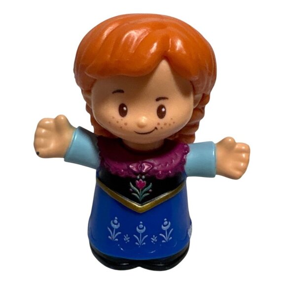 Fisher-Price Little People Anna Figure Frozen 2019 Orange Hair Braids Blue Dress - Picture 1 of 7